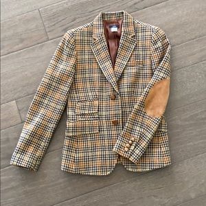 J.Crew houndstooth blazer with elbow patches.